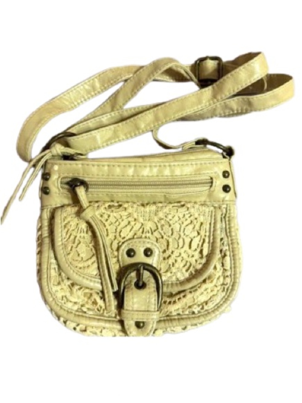 Crossbody Bag Cream with lace